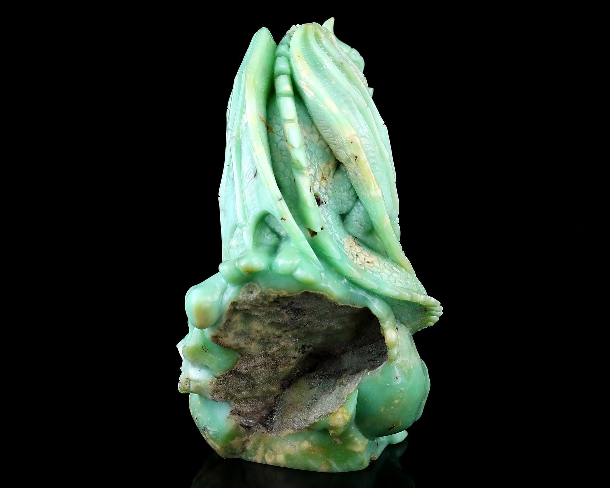 Nicedony 6.4" Green Opal Hand Carved Realistic Skull Sculpture - View 5