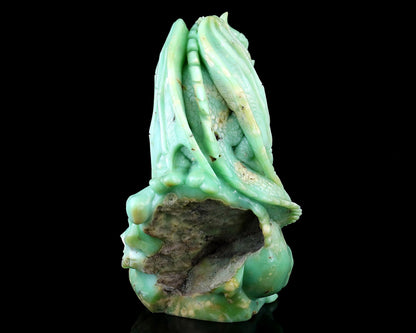Nicedony 6.4" Green Opal Hand Carved Realistic Skull Sculpture - View 5
