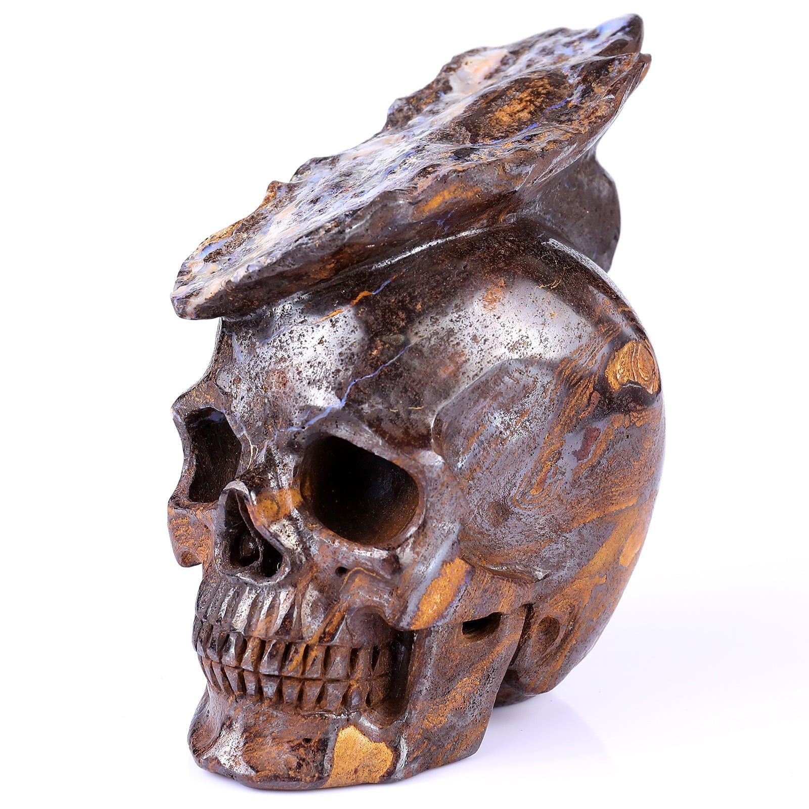 Nicedony 6.4" Opal Hand Carved Crystal Realistic Skull Sculpture - View 7