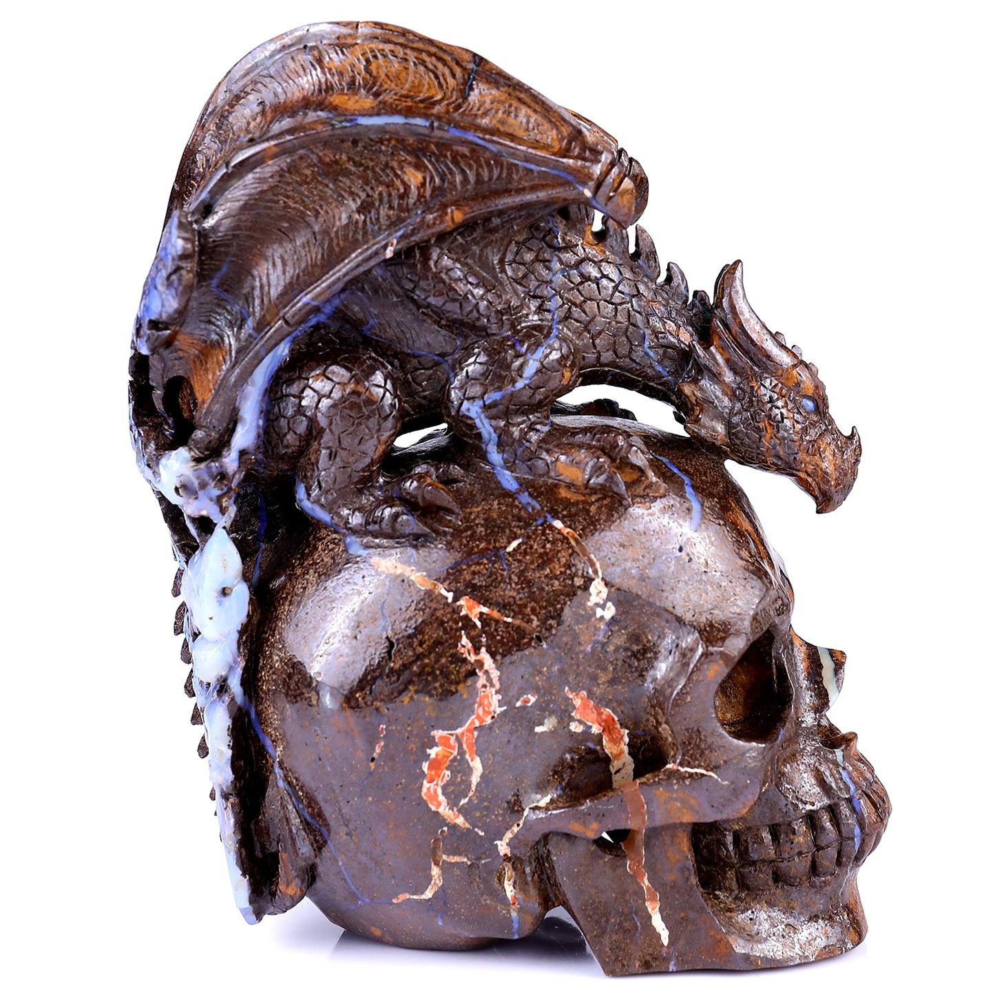 Nicedony 6.8" Opal Hand Carved Crystal Realistic Skull Sculpture - View 2