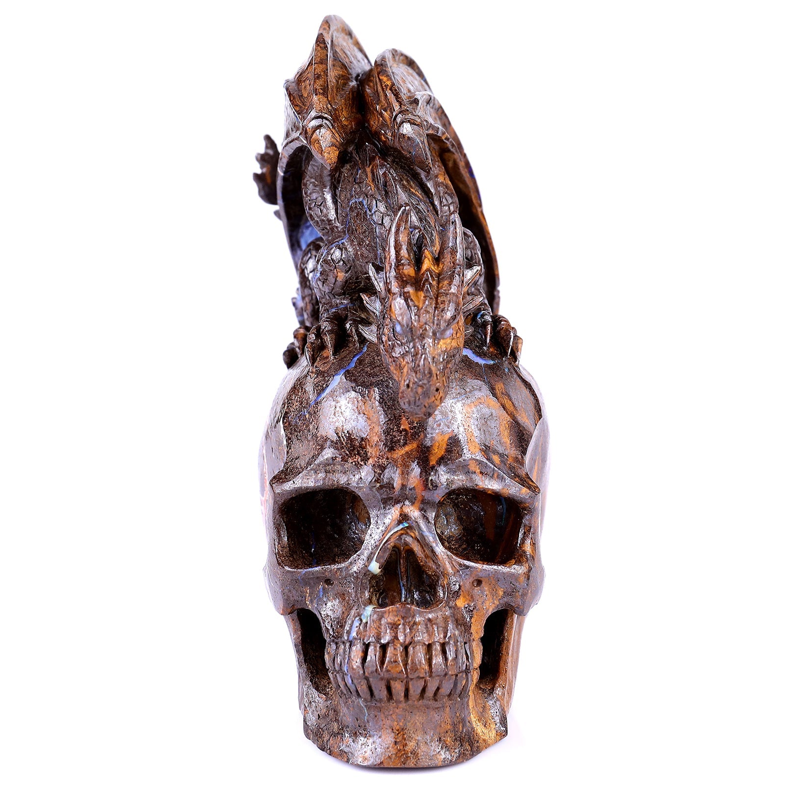 Nicedony 6.8" Opal Hand Carved Crystal Realistic Skull Sculpture - View 3