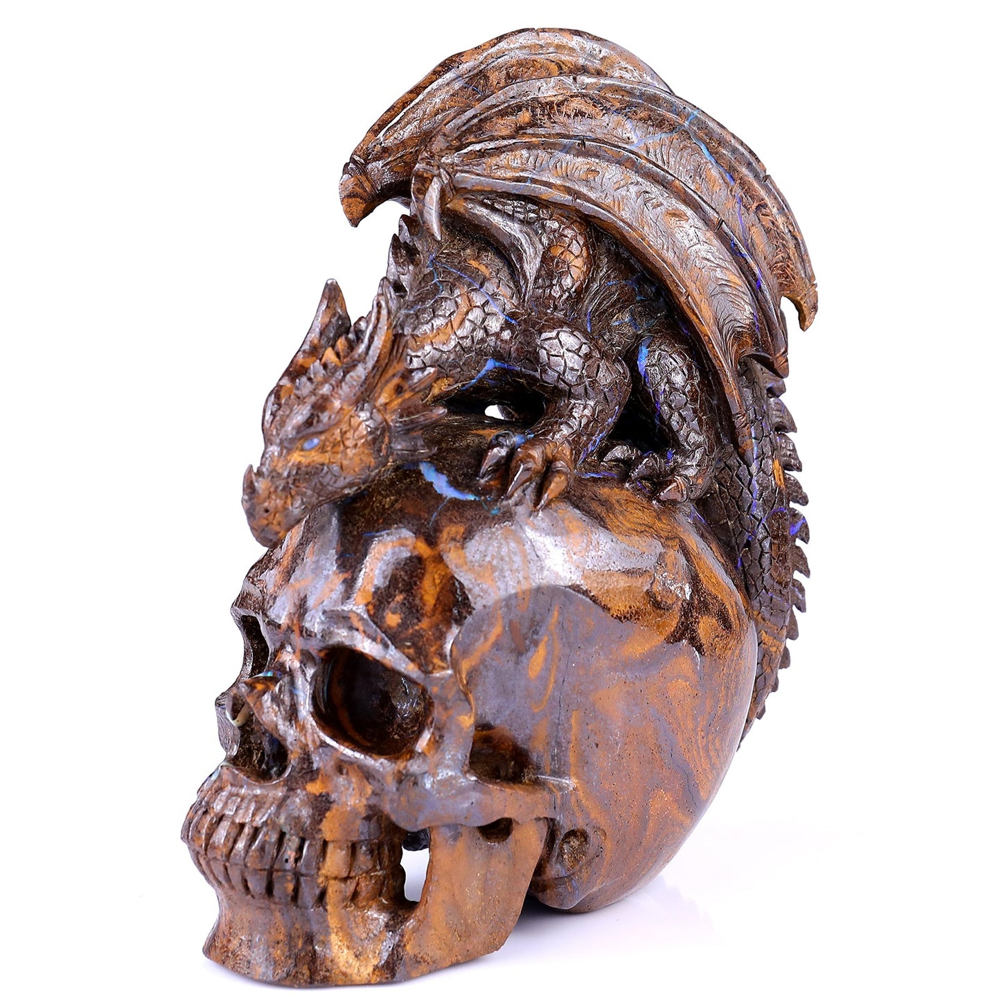 Nicedony 6.8" Opal Hand Carved Crystal Realistic Skull Sculpture - View 7