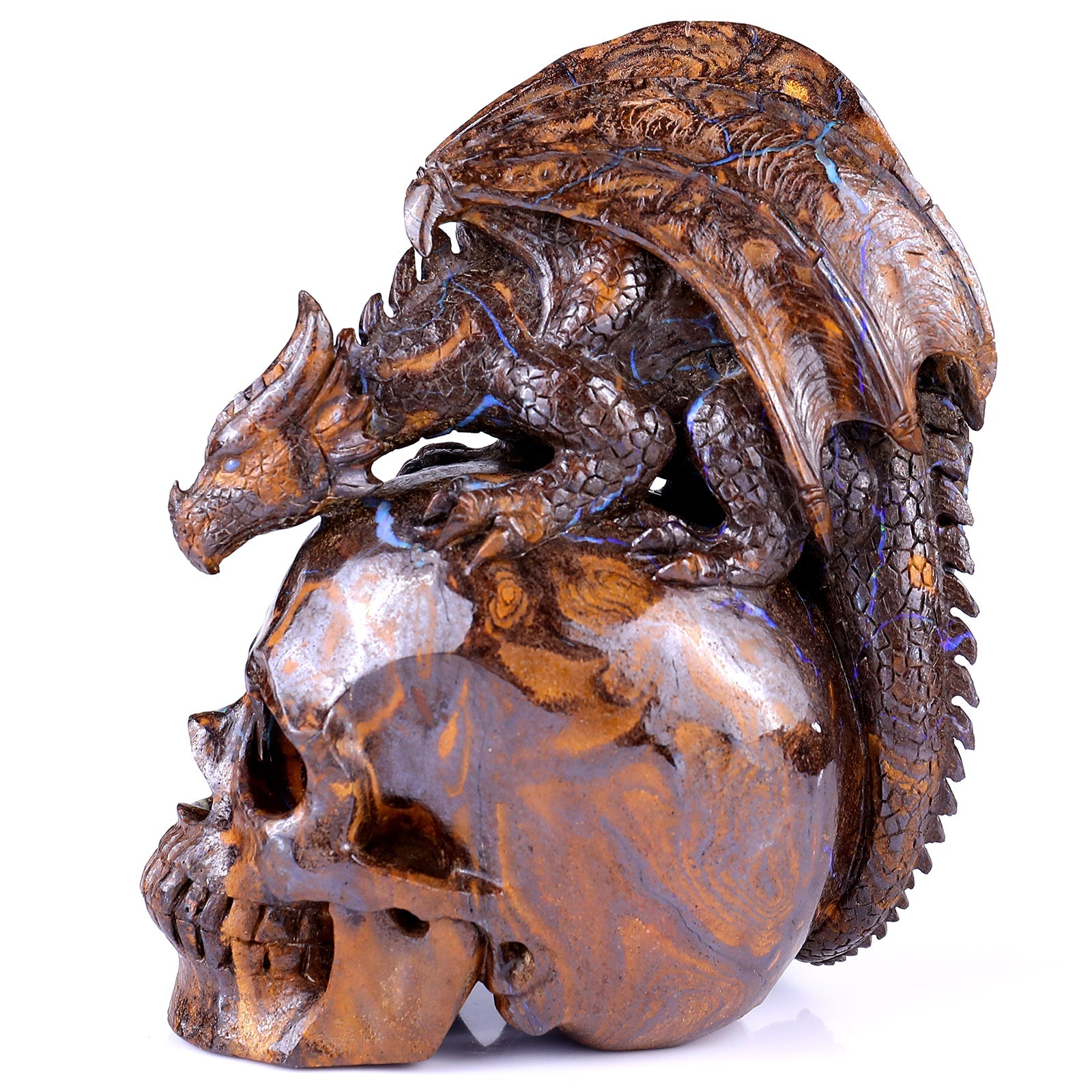 Nicedony 6.8" Opal Hand Carved Crystal Realistic Skull Sculpture - View 4