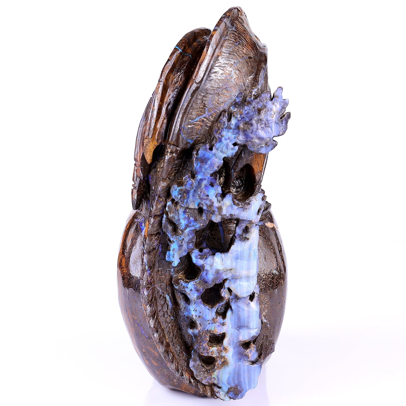 Nicedony 6.8" Opal Hand Carved Crystal Realistic Skull Sculpture - View 5