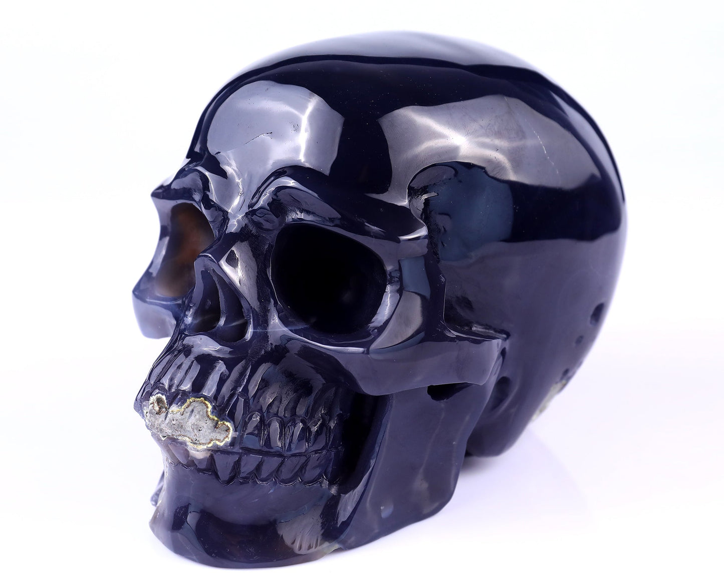 Nicedony 6.9" Geode Agate Hand Carved Crystal Geode Skull Sculpture - View 8