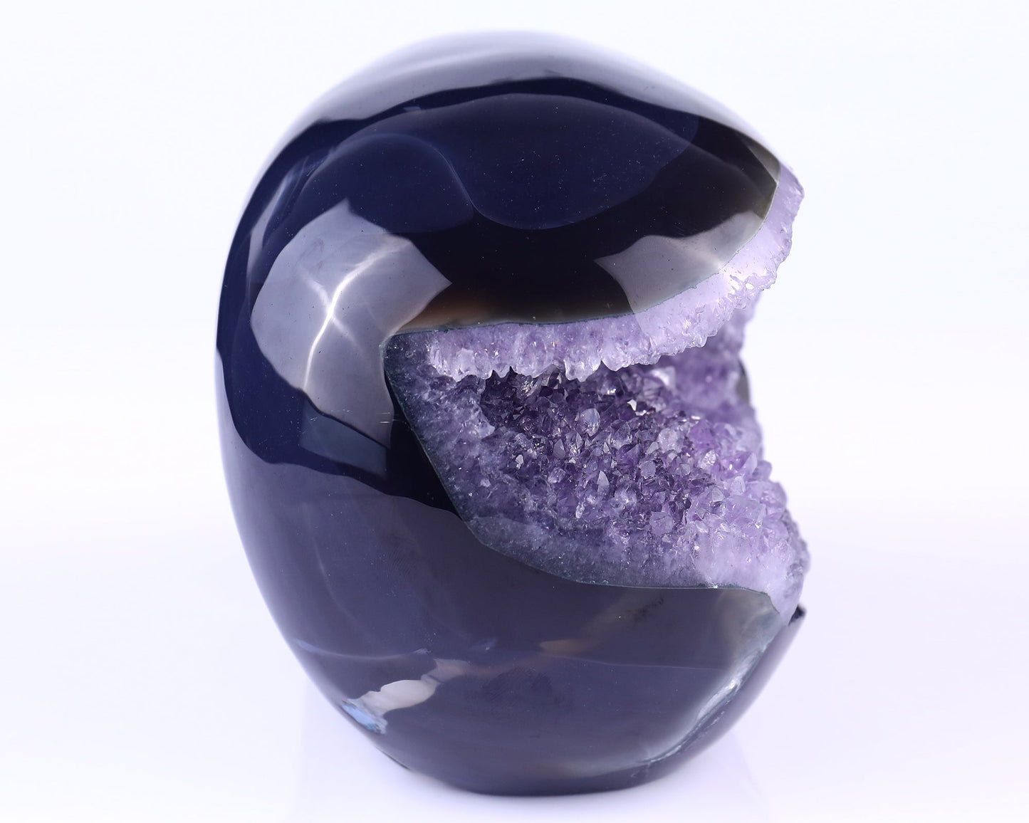Nicedony 6.9" Geode Agate Hand Carved Crystal Geode Skull Sculpture - View 2