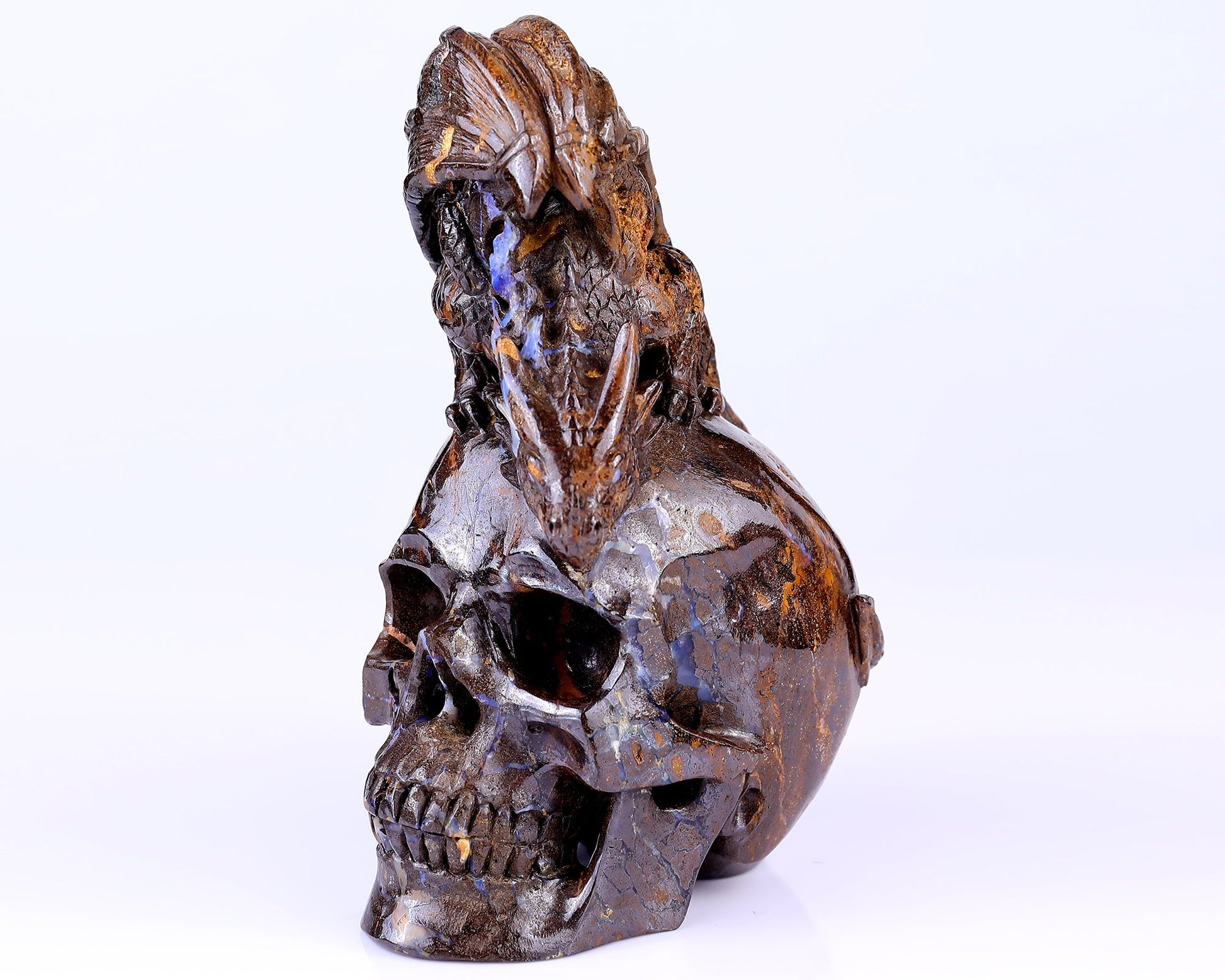Nicedony Unique 7.0" Opal Hand Carved Crystal Realistic Skull Sculpture - View 10