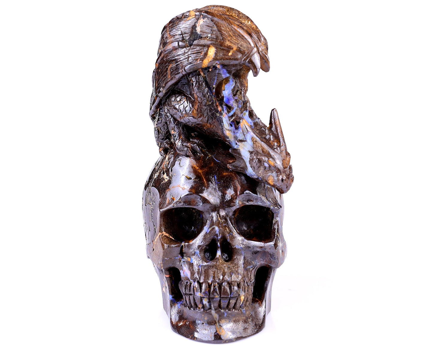 Nicedony Unique 7.0" Opal Hand Carved Crystal Realistic Skull Sculpture - View 3