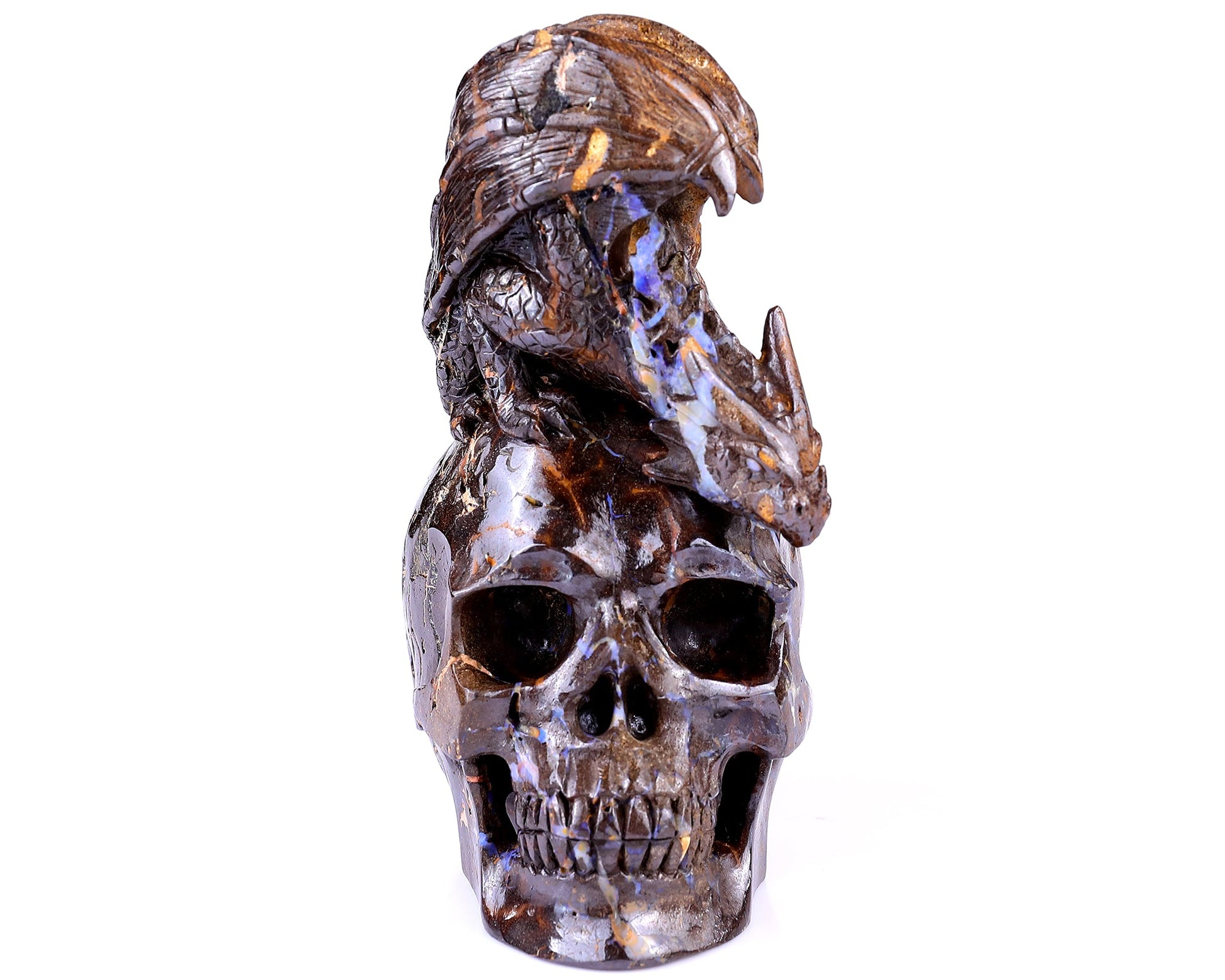 Nicedony Unique 7.0" Opal Hand Carved Crystal Realistic Skull Sculpture - View 3
