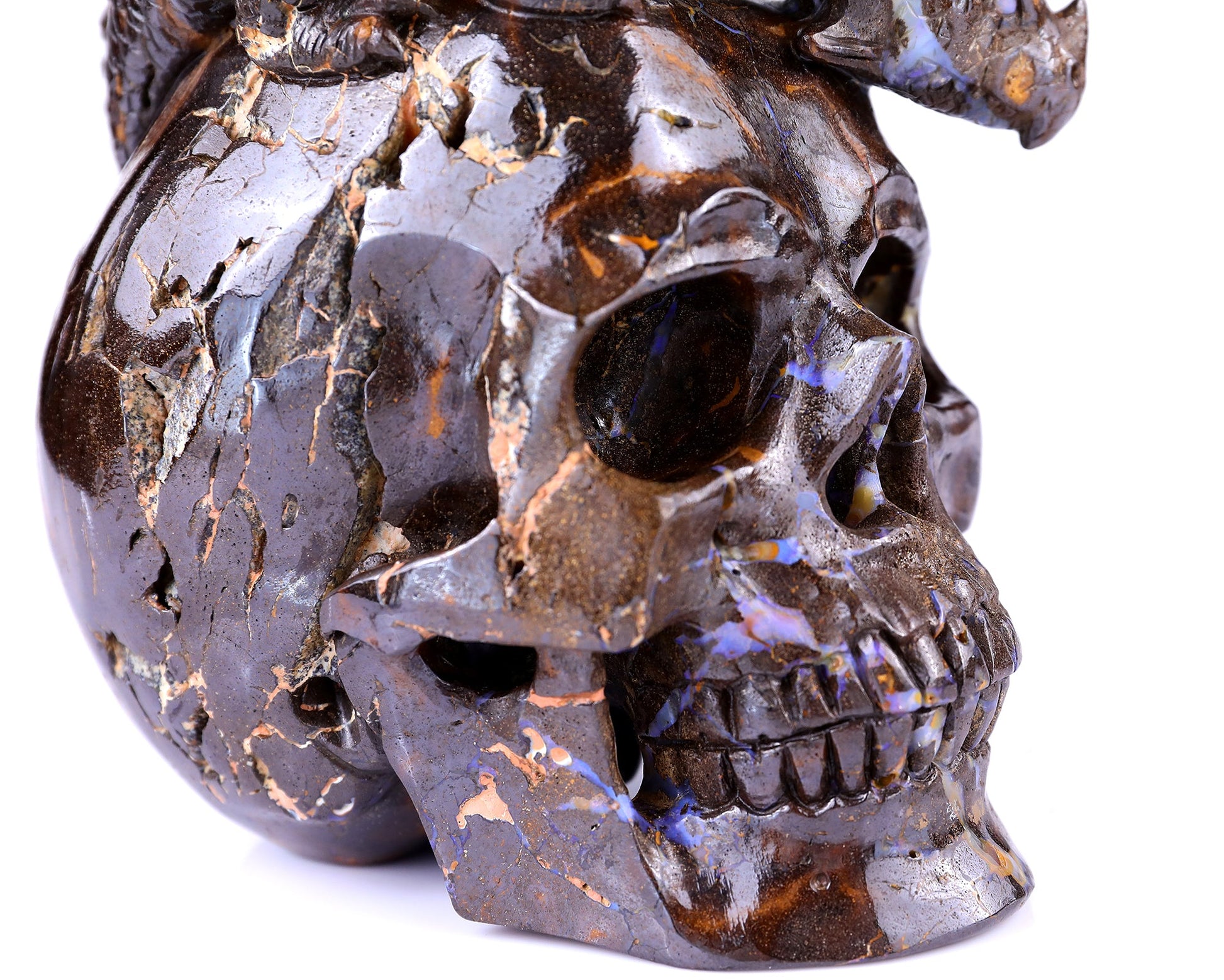 Nicedony Unique 7.0" Opal Hand Carved Crystal Realistic Skull Sculpture - View 8
