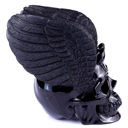 Nicedony 7.1" Black Obsidian Hand Carved Realistic Skull Sculpture - View 3
