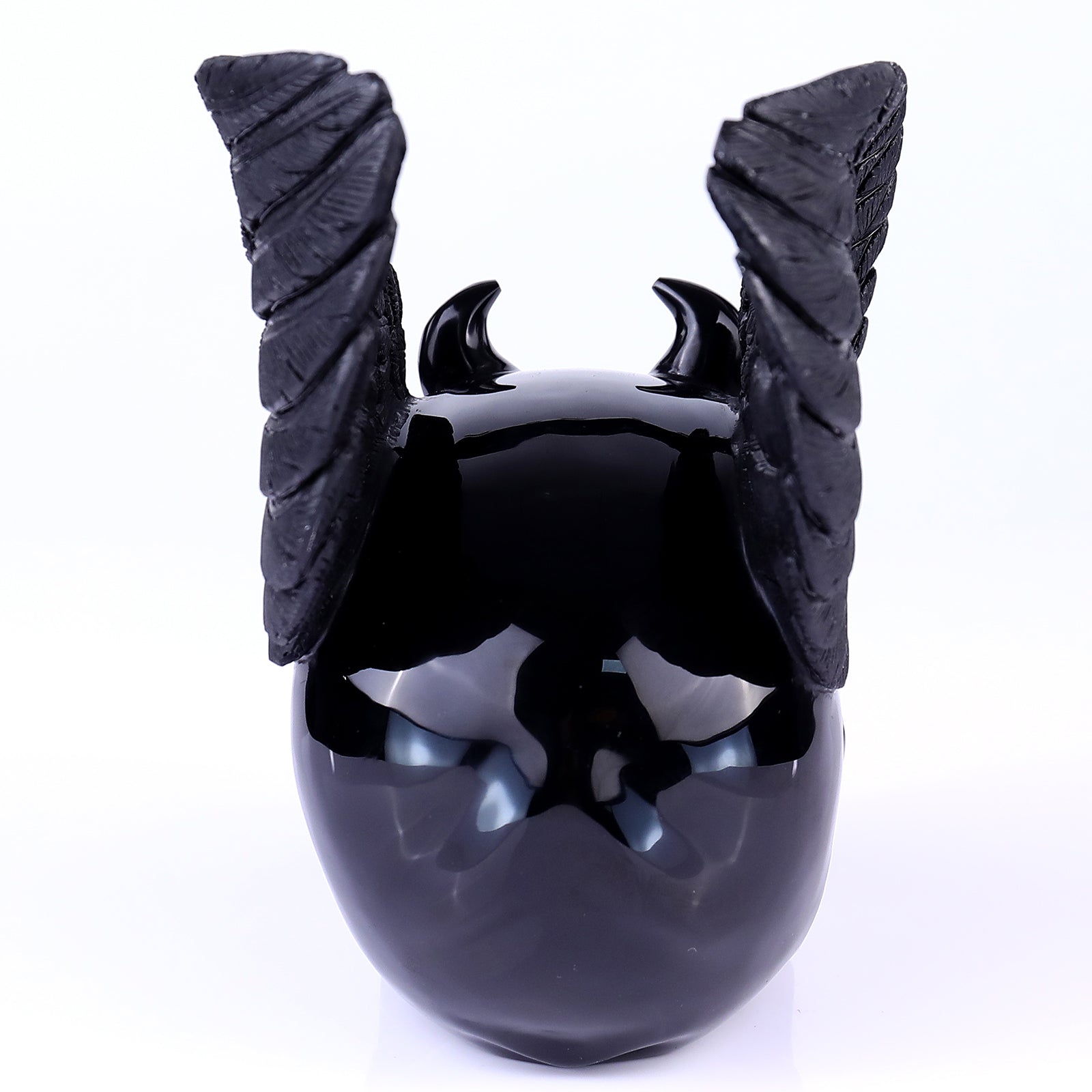 Nicedony 7.1" Black Obsidian Hand Carved Realistic Skull Sculpture - View 5