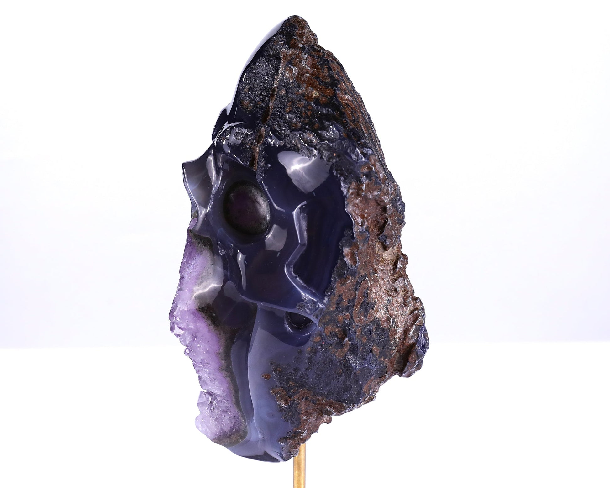 Nicedony Unique 7.7" Amethyst Geode Agate Hand Carved Crystal Skull Sculpture - View 5