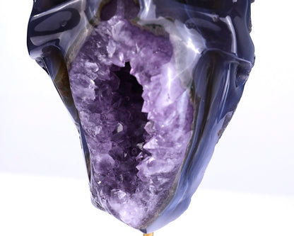 Nicedony Unique 7.7" Amethyst Geode Agate Hand Carved Crystal Skull Sculpture - View 6
