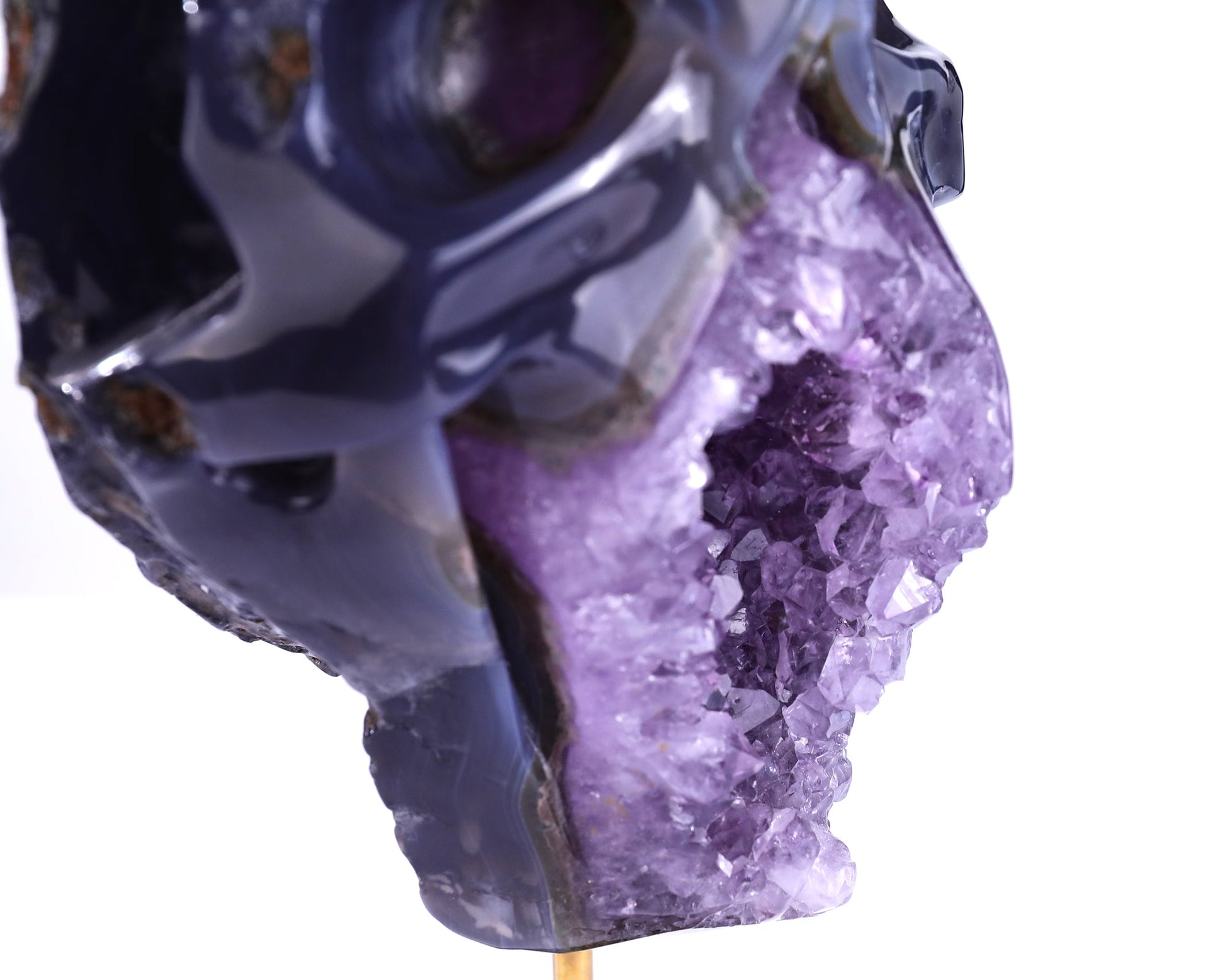 Nicedony Unique 7.7" Amethyst Geode Agate Hand Carved Crystal Skull Sculpture - View 7