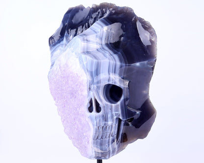 Nicedony 9.8" Amethyst Geode Agate Hand Carved Geode Skull Sculpture - View 3