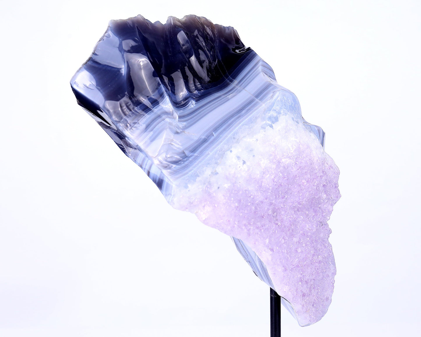Nicedony 9.8" Amethyst Geode Agate Hand Carved Geode Skull Sculpture - View 4