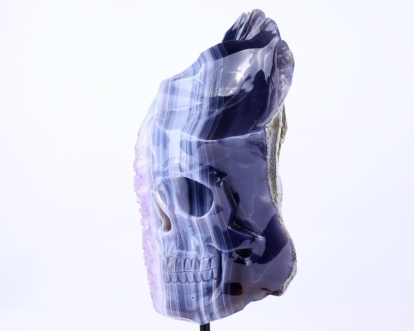 Nicedony 9.8" Amethyst Geode Agate Hand Carved Geode Skull Sculpture - View 7