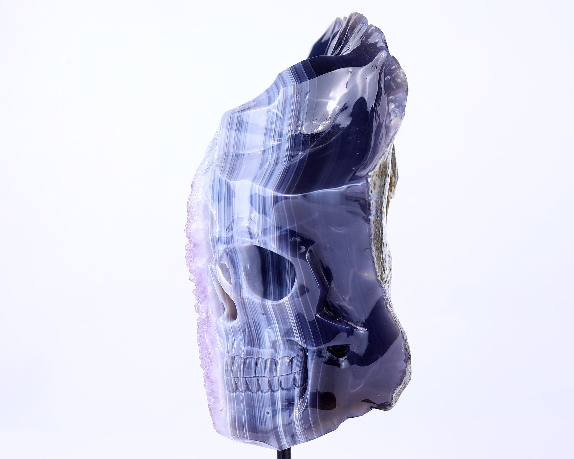 Nicedony 9.8" Amethyst Geode Agate Hand Carved Geode Skull Sculpture - View 7