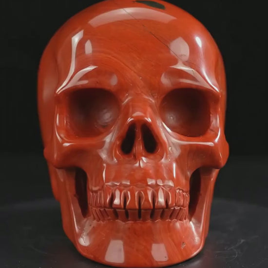 Nicedony 3" Red Jasper Hand Carved Crystal Realistic Skull Sculpture (SKU: skh30rj01) - Video