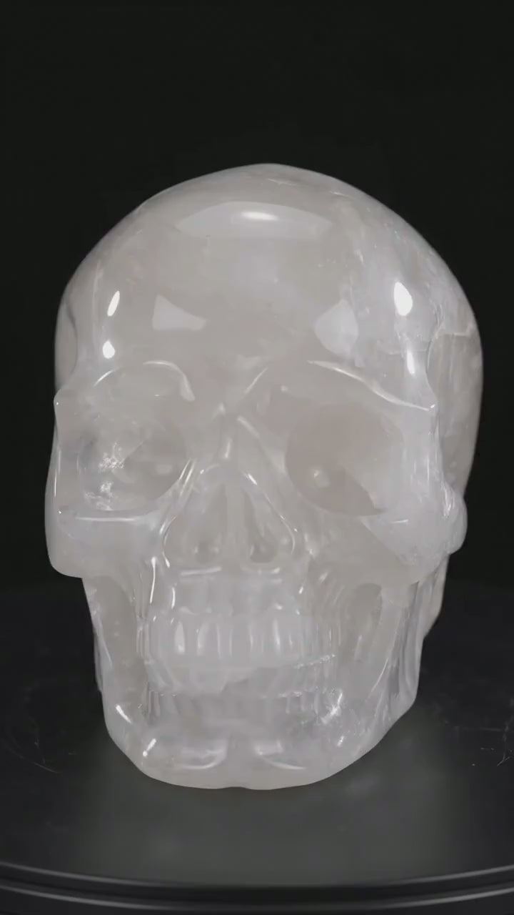 Nicedony 2.2" Angolan Quartz Hand Carved Crystal Realistic Skull Sculpture (SKU: SKH20AQ01) - Video