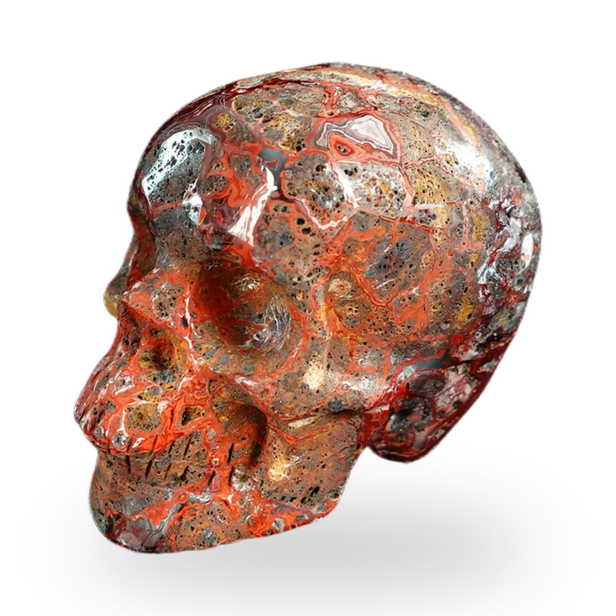 Red Crazy Lace Agate crystal skull 2.2" SKH20RC17 photo 7