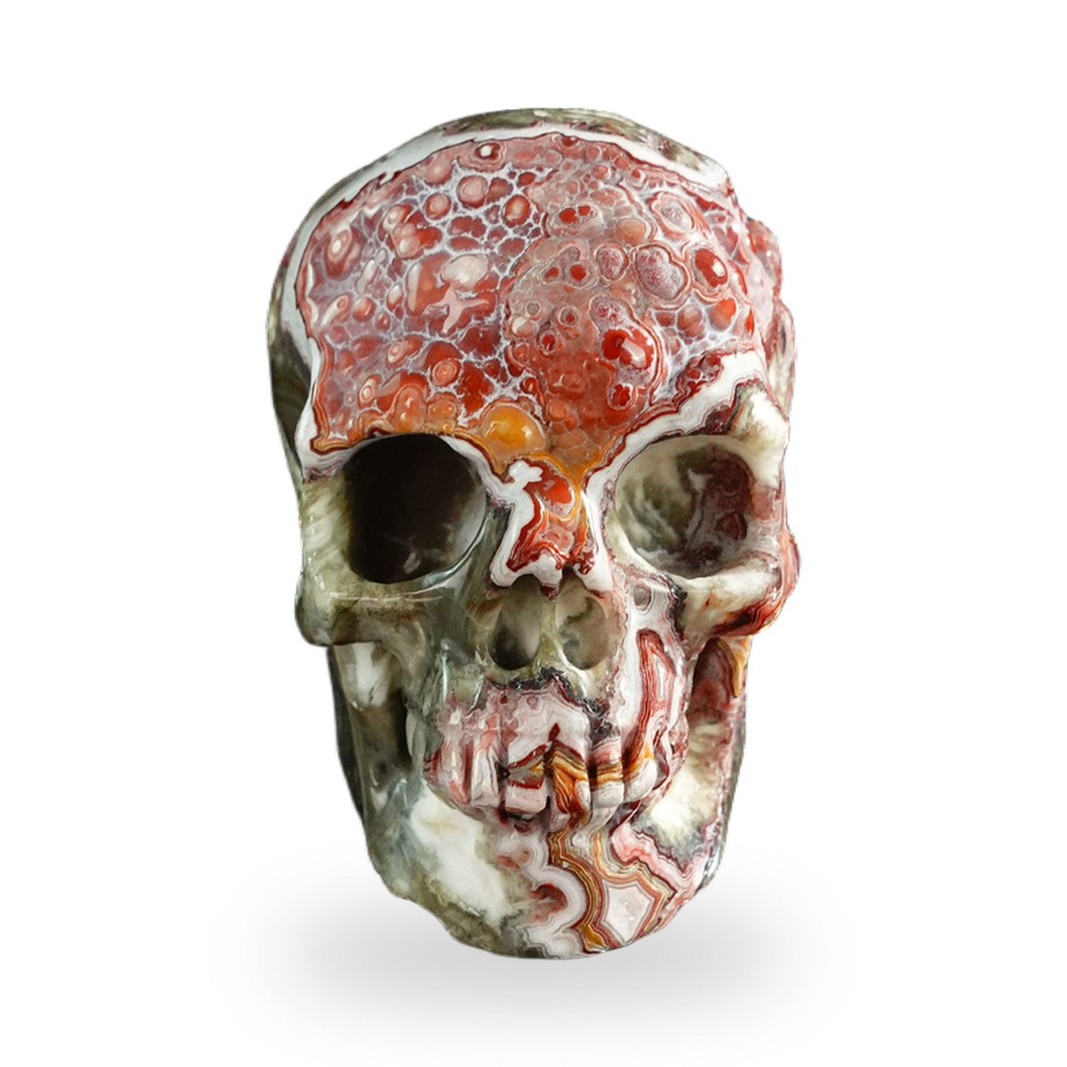 Red Crazy Lace Agate crystal skull 3" SKH30RC01 hand carved gemstone