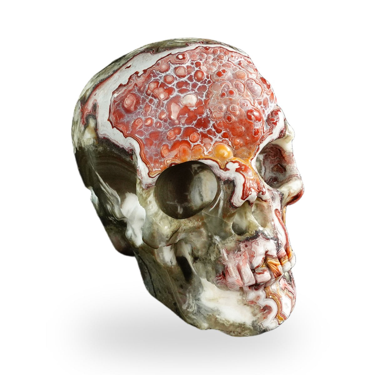Red Crazy Lace Agate crystal skull 3" SKH30RC01 view 3