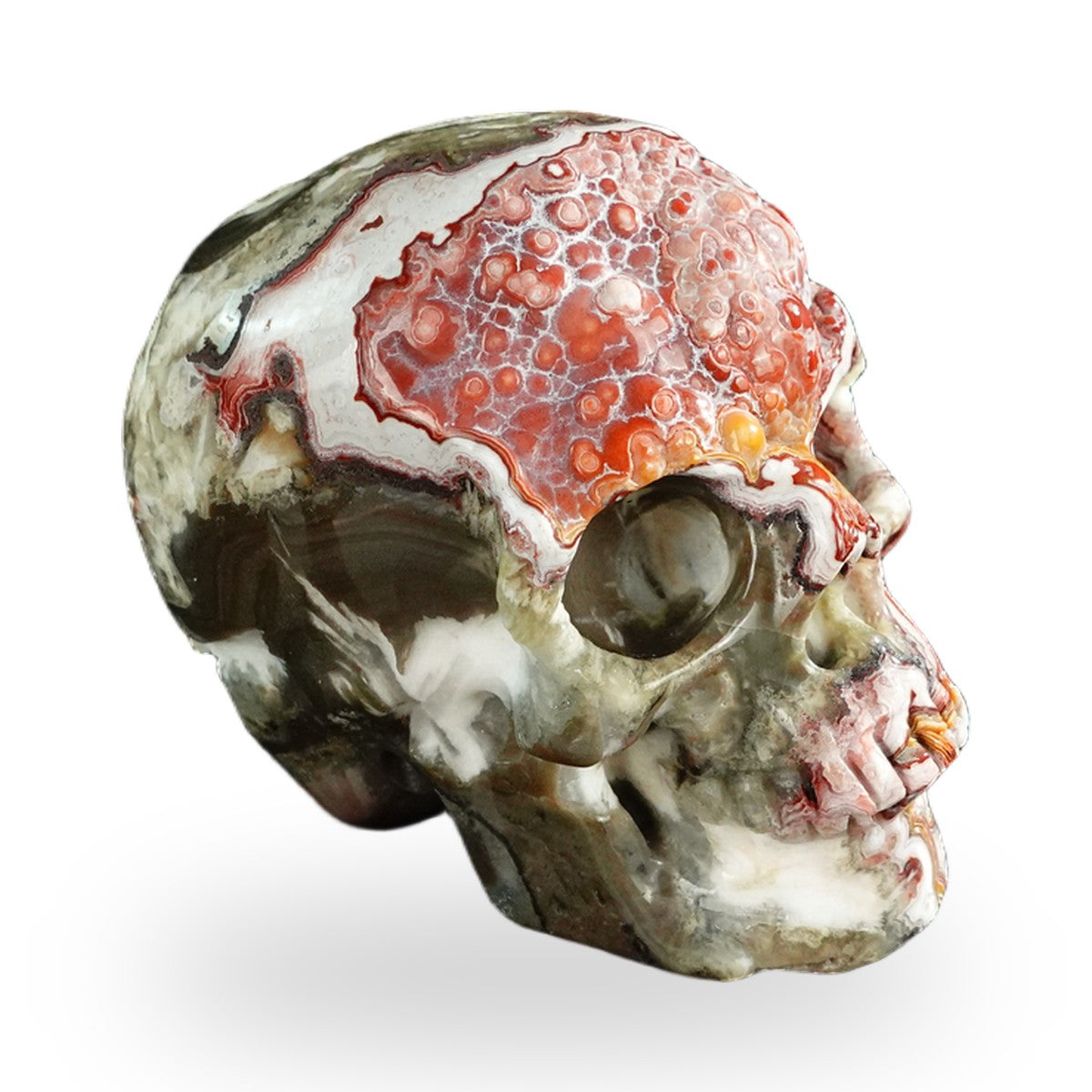 Red Crazy Lace Agate crystal skull 3" SKH30RC01 view 4