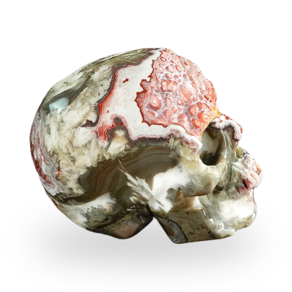 Red Crazy Lace Agate crystal skull 3" SKH30RC01 view 6