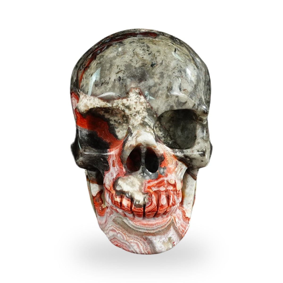 Red Crazy Lace Agate crystal skull 4.5" SKH45RC01 hand carved gemstone