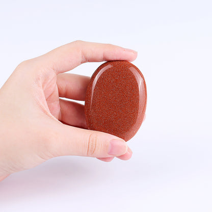 Natural Red Gold Stone Hand Carved Crystal Polished Palm Stone