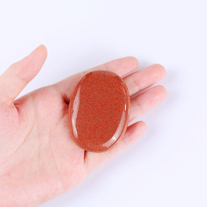 Natural Red Gold Stone Hand Carved Crystal Polished Palm Stone