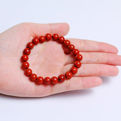 Natural Red Jasper Beads Bracelet,Healing Energy Bracelet,Handcrafted Gift