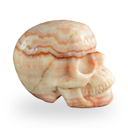 Rhodochrosite crystal skull 4.5" SKH45ZS01 view 4