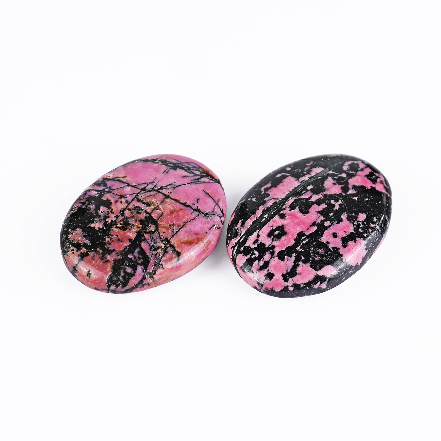 Natural Rhodonite Hand Carved Crystal Polished Palm Stone