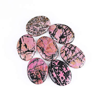 Natural Rhodonite Hand Carved Crystal Polished Palm Stone