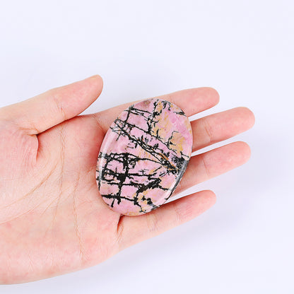 Natural Rhodonite Hand Carved Crystal Polished Palm Stone