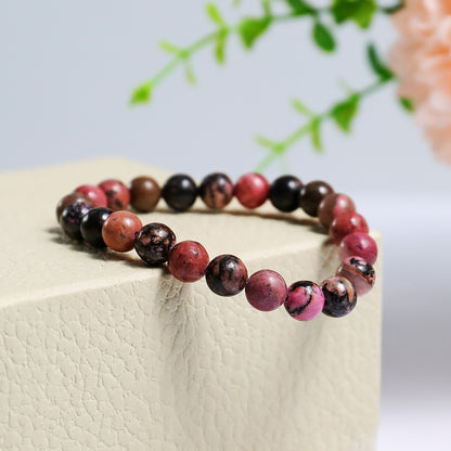 Natural Rhodonite Beads Bracelet,Healing Energy Bracelet,Handcrafted Gift