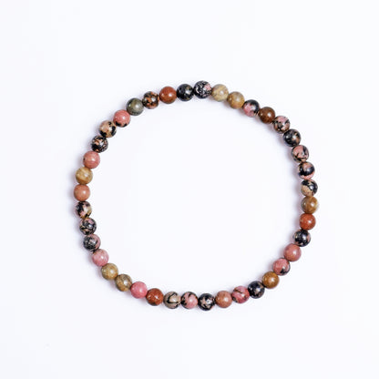 Natural Rhodonite Beads Bracelet,Healing Energy Bracelet,Handcrafted Gift