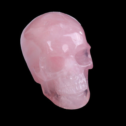 Rose Quartz crystal skull 2.2" hand carved view 2