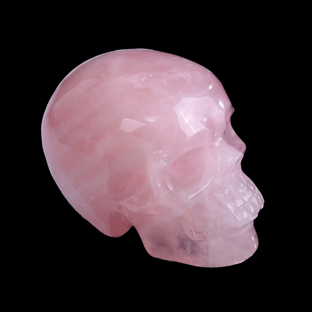 Rose Quartz crystal skull 2.2" hand carved view 4