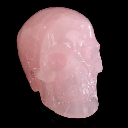 Rose Quartz crystal skull 3" hand carved view 2