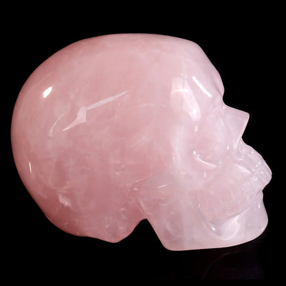 Rose Quartz crystal skull 3" hand carved view 3