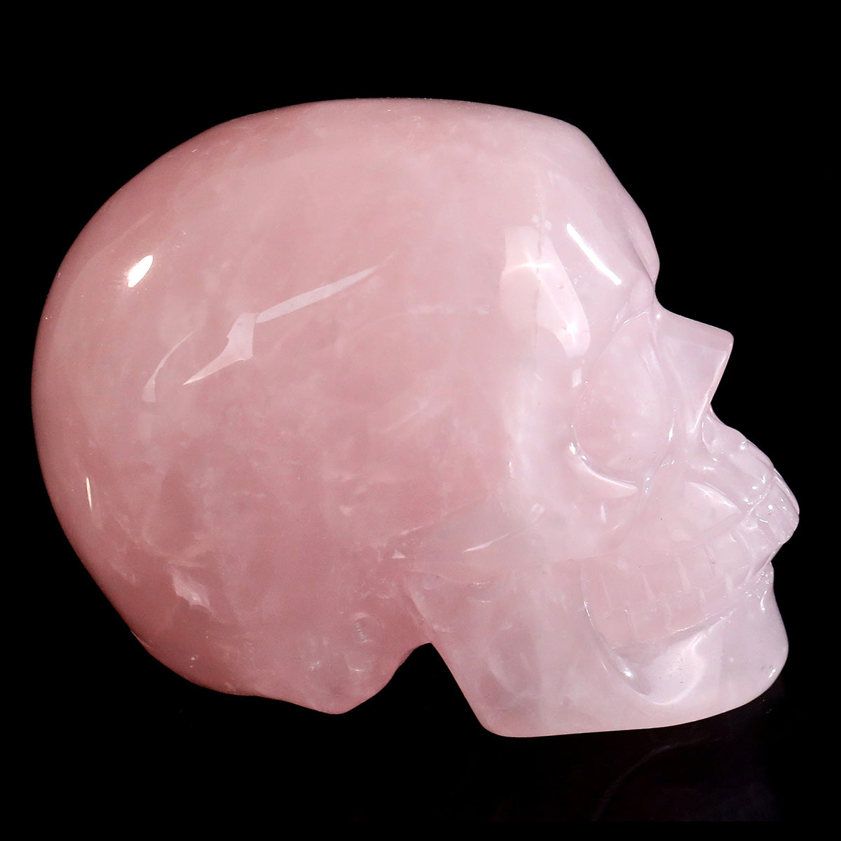 Rose Quartz crystal skull 3" hand carved view 3