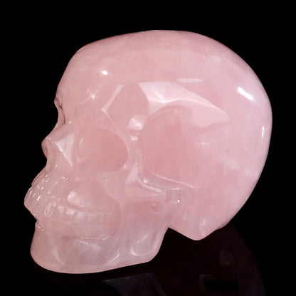 Rose Quartz crystal skull 3" hand carved view 5