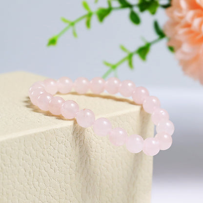 Natural Rose Quartz Beads Bracelet,Healing Energy Bracelet,Handcrafted Gift