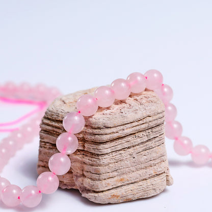Natural Rose Quartz Beads Bracelet,Healing Energy Bracelet,Handcrafted Gift