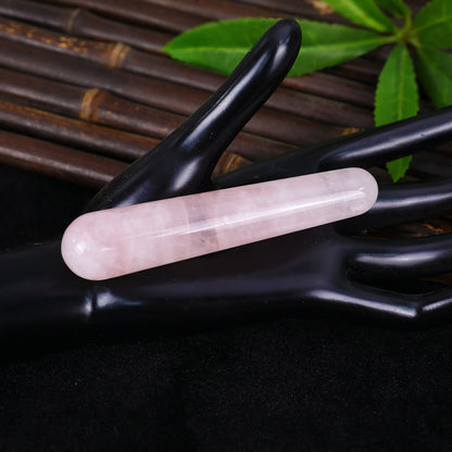 100mm Rose Quartz Hand Carved Crystal Guasha Wand,Massage Stick