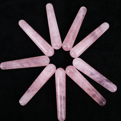 100mm Rose Quartz Hand Carved Crystal Guasha Wand,Massage Stick